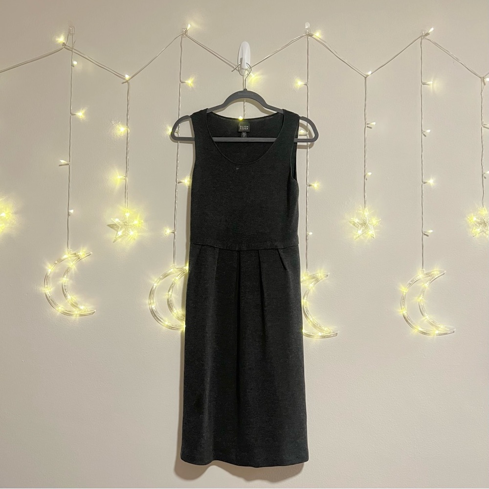 Eileen Fisher Merino Wool Dark Grey Sweater Sleeveless Dress